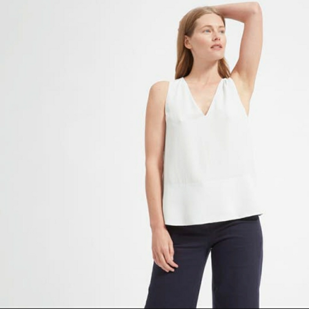 Everlane Double-Lined Silk V-Neck Tank
